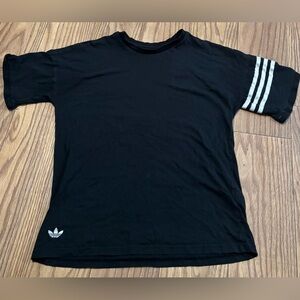 Adidas Kids Black Tee with Triple White Stripes